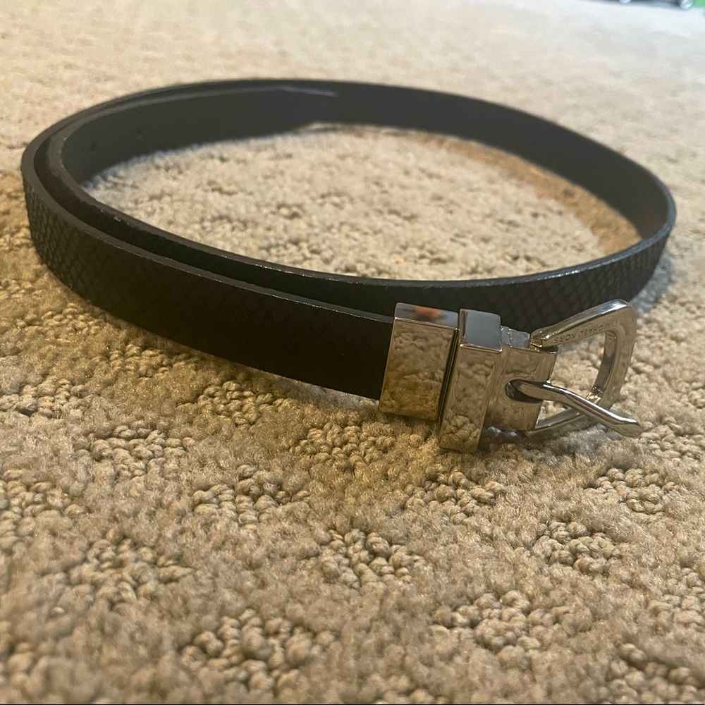 Michael Kors Black Snake Print Leather Belt